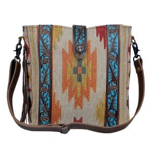 Turquoise Aztec Southwest Hand-Tooled Bag
